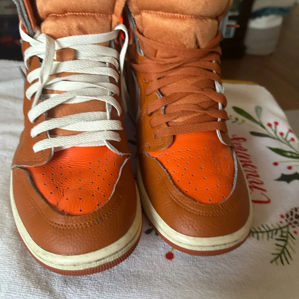 Air Jordan High-Top Sneakers in Orange and Brown - Picture 2 of 5